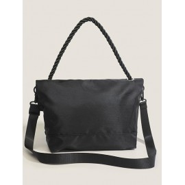Women's Simple Style Solid Color High Capacity Foldable Canvas Crossbody Bag