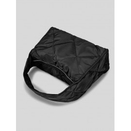 Women's Simple Style Solid Color Argyle Quilted High Capacity Tote Bag