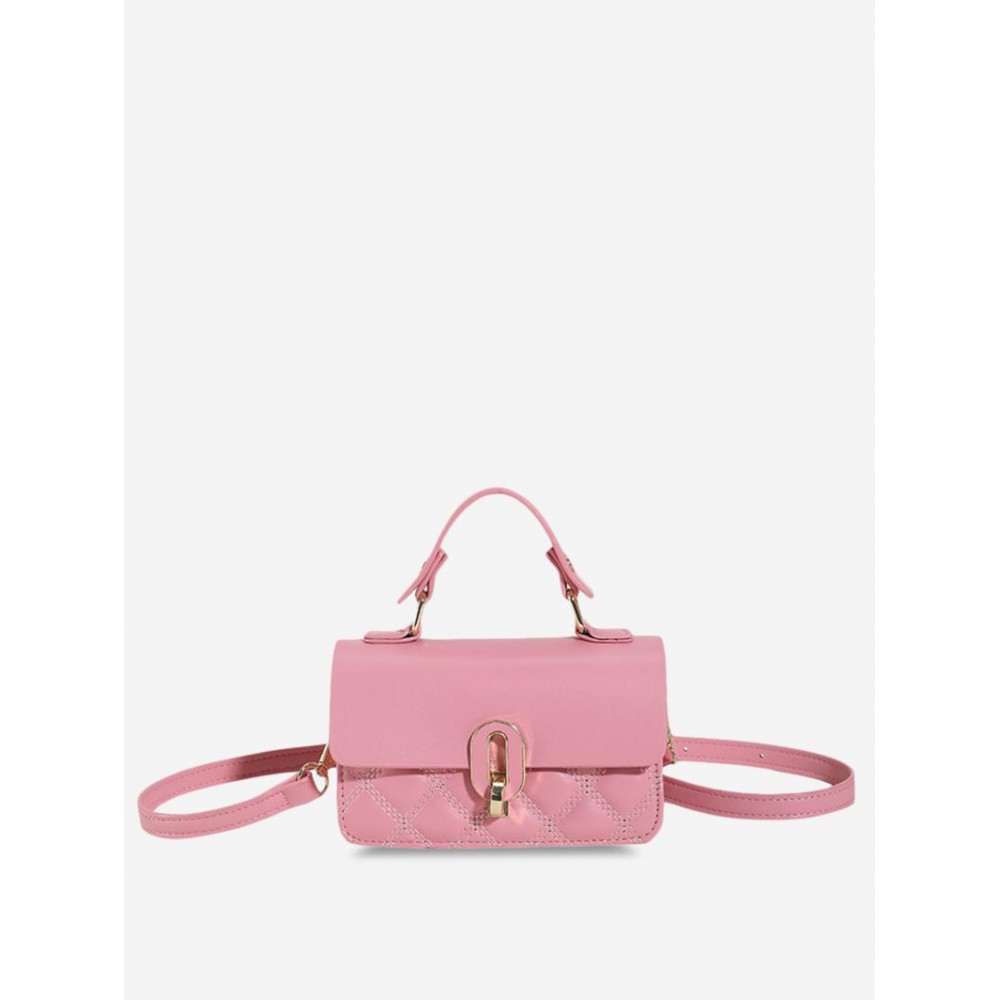 Women's Fashion Solid Color Daily Mini Topstitching Design Top Handle Crossbody Shoulder Flap Bag