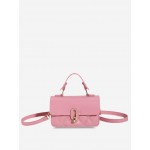 Women's Fashion Solid Color Daily Mini Topstitching Design Top Handle Crossbody Shoulder Flap Bag