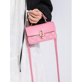 Women's Fashion Solid Color Daily Mini Topstitching Design Top Handle Crossbody Shoulder Flap Bag