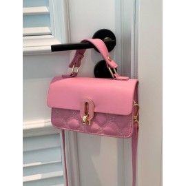 Women's Fashion Solid Color Daily Mini Topstitching Design Top Handle Crossbody Shoulder Flap Bag