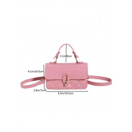 Women's Fashion Solid Color Daily Mini Topstitching Design Top Handle Crossbody Shoulder Flap Bag