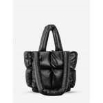 Women's Daily Solid Color Strappy Quilted Padded Puffer Design Down Shoulder Tote Bag