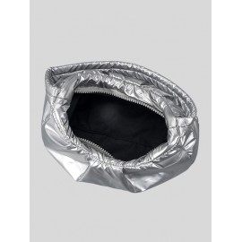 Women's Daily Metallic Solid Color Ruched Design Clouds Style Dumpling Shaped Underarm Shoulder Bag