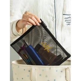 3Pcs High Capacity Portable Travel Mesh Cosmetic Storage Bags