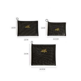 3Pcs High Capacity Portable Travel Mesh Cosmetic Storage Bags